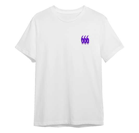 T-Shirt Blanc Brodé Violet