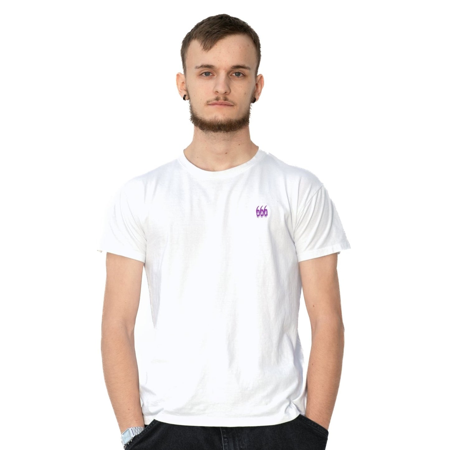 T-Shirt Blanc Brodé Violet